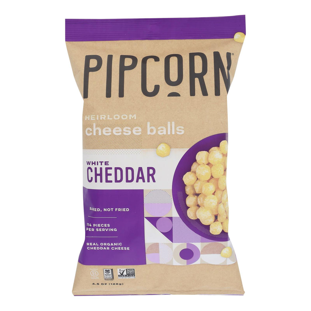 Pipcorn - Cheese Balls Whte Cheddar - Case Of 12-4.5 Oz
