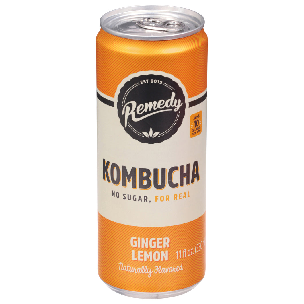 Remedy - Kombucha Ginger Lemon - Case Of 12-11 Fz