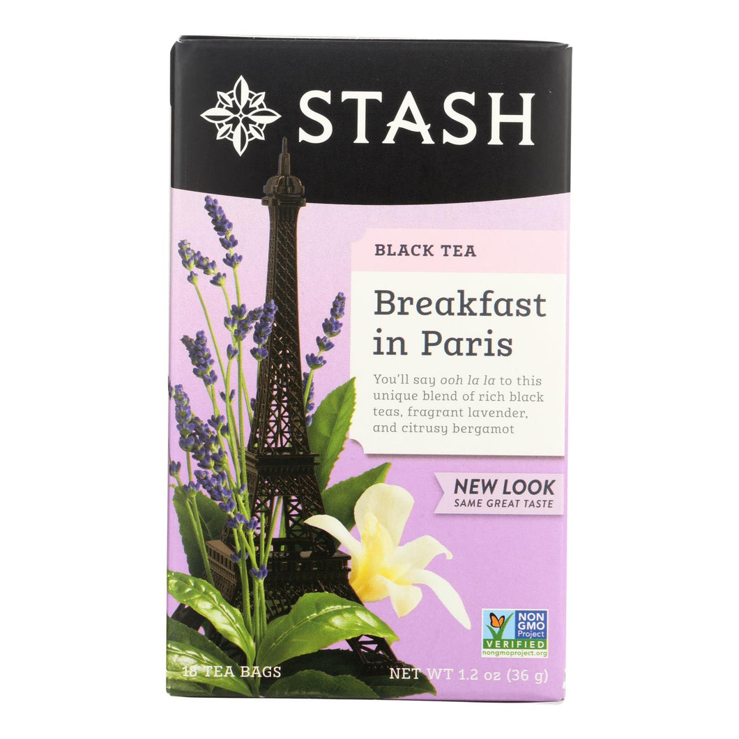 Stash Tea Black Tea - Breakfast In Paris - Case Of 6 - 18 Bags