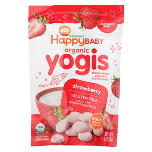 Happy Baby Happy Yogis Organic Superfoods Yogurt And Fruit Snacks Strawberry - 1 Oz - Case Of 8
