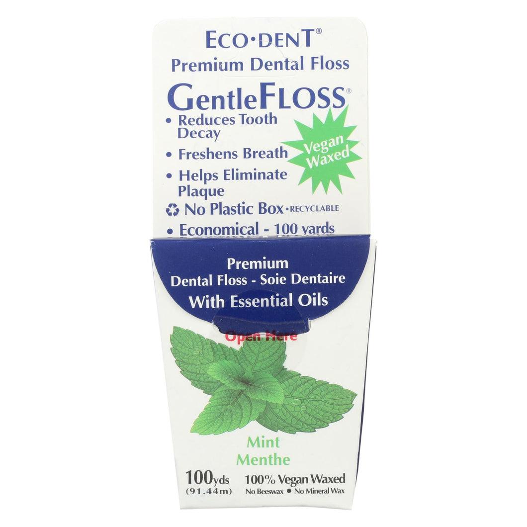Eco-dent Gentlefloss Premium Dental Floss Mint - 100 Yards - Case Of 6
