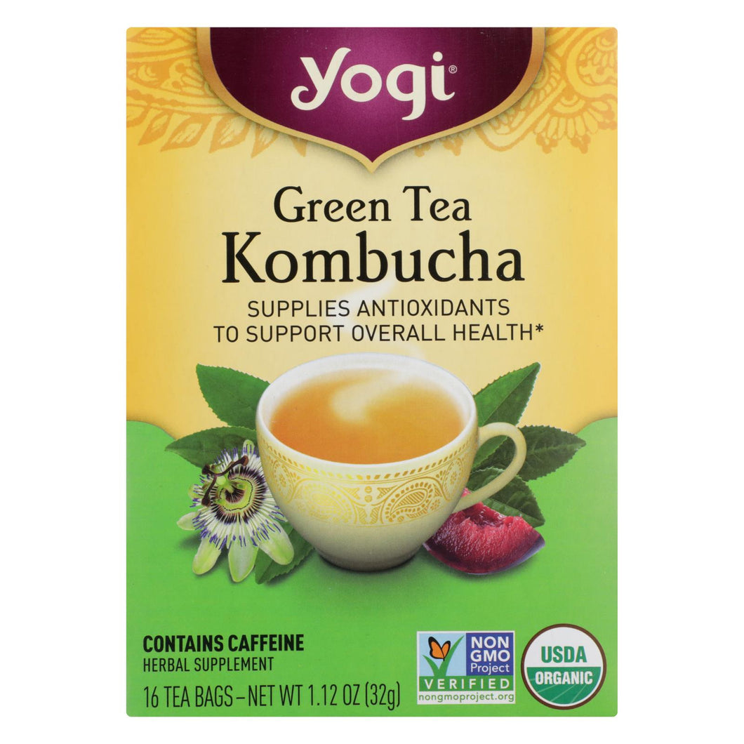 Yogi Herbal Green Tea Kombucha - 16 Tea Bags - Case Of 6