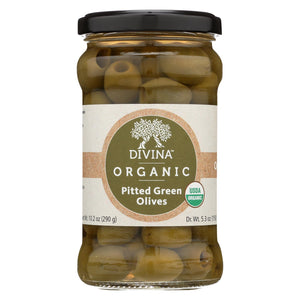 Divina - Organic Pitted Green Olives - Case Of 6 - 6 Oz.