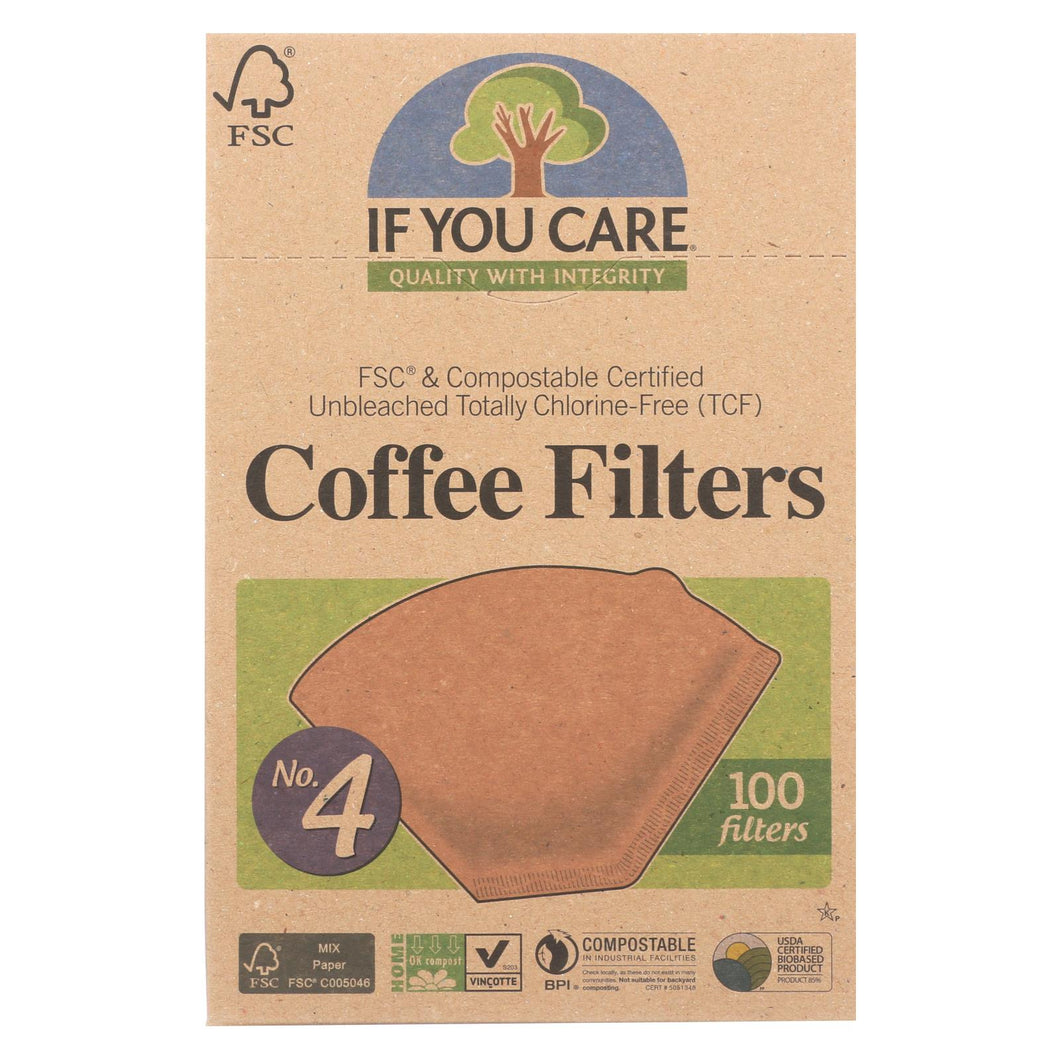 If You Care #4 Cone Coffee Filters - Brown - Case Of 12 - 100 Count