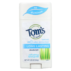 Tom's Of Maine Natural Long-lasting Deodorant Stick Lemongrass - 2.25 Oz - Case Of 6