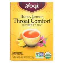 Load image into Gallery viewer, Yogi Throat Comfort Herbal Tea Caffeine Free Honey Lemon - 16 Tea Bags - Case Of 6