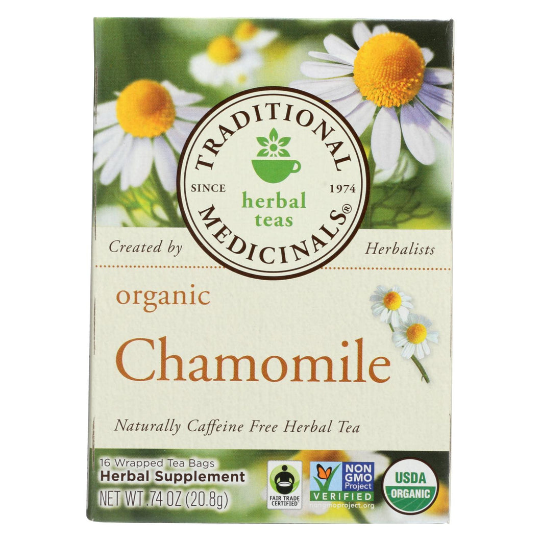 Traditional Medicinals Organic Chamomile Herbal Tea - Caffeine Free - Case Of 6 - 16 Bags