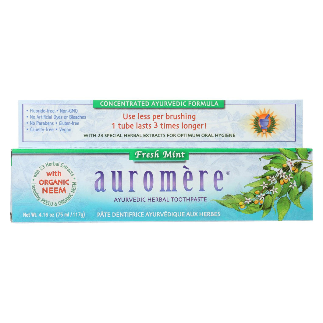 Auromere Toothpaste - Fresh Mint - Case Of 1 - 4.16 Oz.