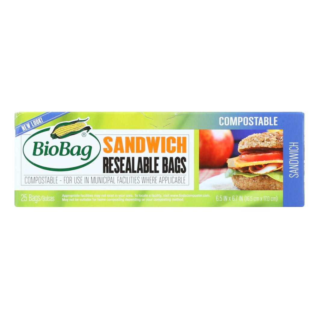 Biobag - Resealable Sandwich Bags - Case Of 12 - 25 Count