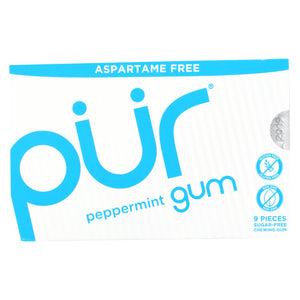 Pur Gum - Peppermint - Aspartame Free - 9 Pieces - 12.6 G - Case Of 12