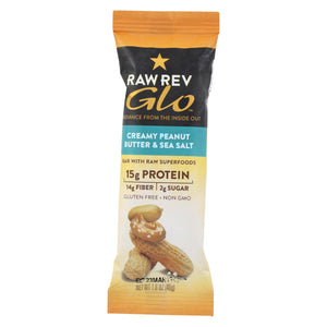 Raw Revolution Glo Bar - Creamy Peanut Butter And Sea Salt - 1.6 Oz - Case Of 12