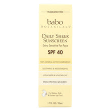 Load image into Gallery viewer, Babo Botanicals - Sunscreen - Daily Sheer - Spf 40 - 1.7 Oz