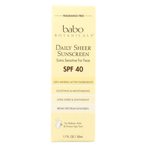 Babo Botanicals - Sunscreen - Daily Sheer - Spf 40 - 1.7 Oz