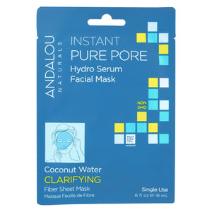 Andalou Naturals Instant Pure Pore Facial Mask - Coconut Water Clarifying - Case Of 6 - 0.6 Fl Oz