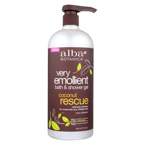 Alba Botanica - Very Emollient Bath And Shower Gel - Coconut Rescue - 32 Fl Oz