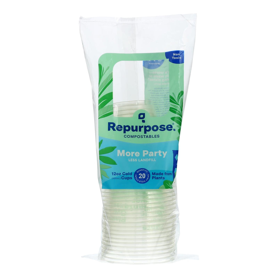 Repurpose Clear Compostable Cups - Case Of 12 - 20 Count