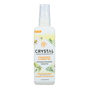 Crystal Essence Mineral Deodorant Body Spray Chamomile And Green Tea - 4 Fl Oz