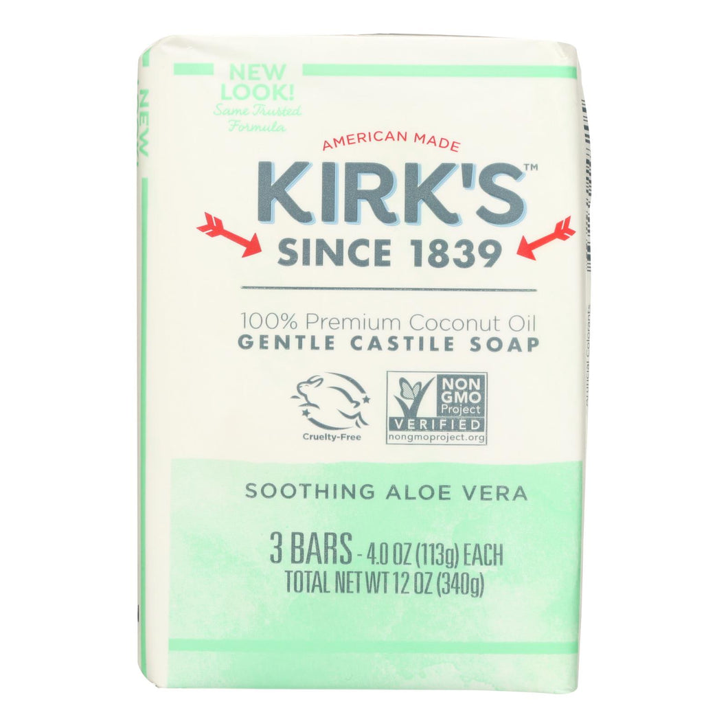 Kirks Natural Bar Soap - Coco Castile - Aloe Vera - 3 Pack - 3-4 Oz - 1 Each