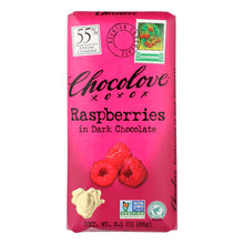 Load image into Gallery viewer, Chocolove Xoxox - Premium Chocolate Bar - Dark Chocolate - Raspberries - 3.1 Oz Bars - Case Of 12