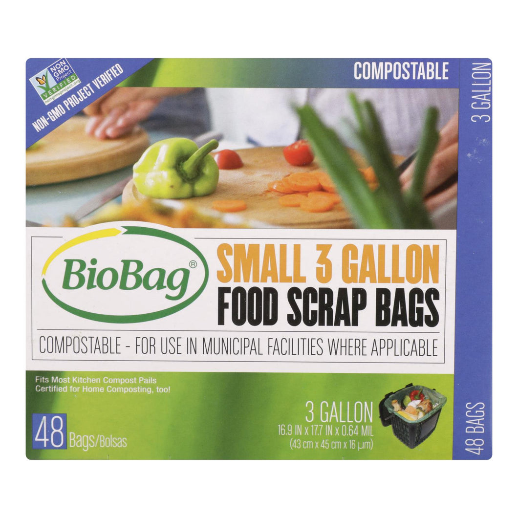 Biobag - Food Scrap Bags - 3 Gallon - 48 Count - Case Of 12