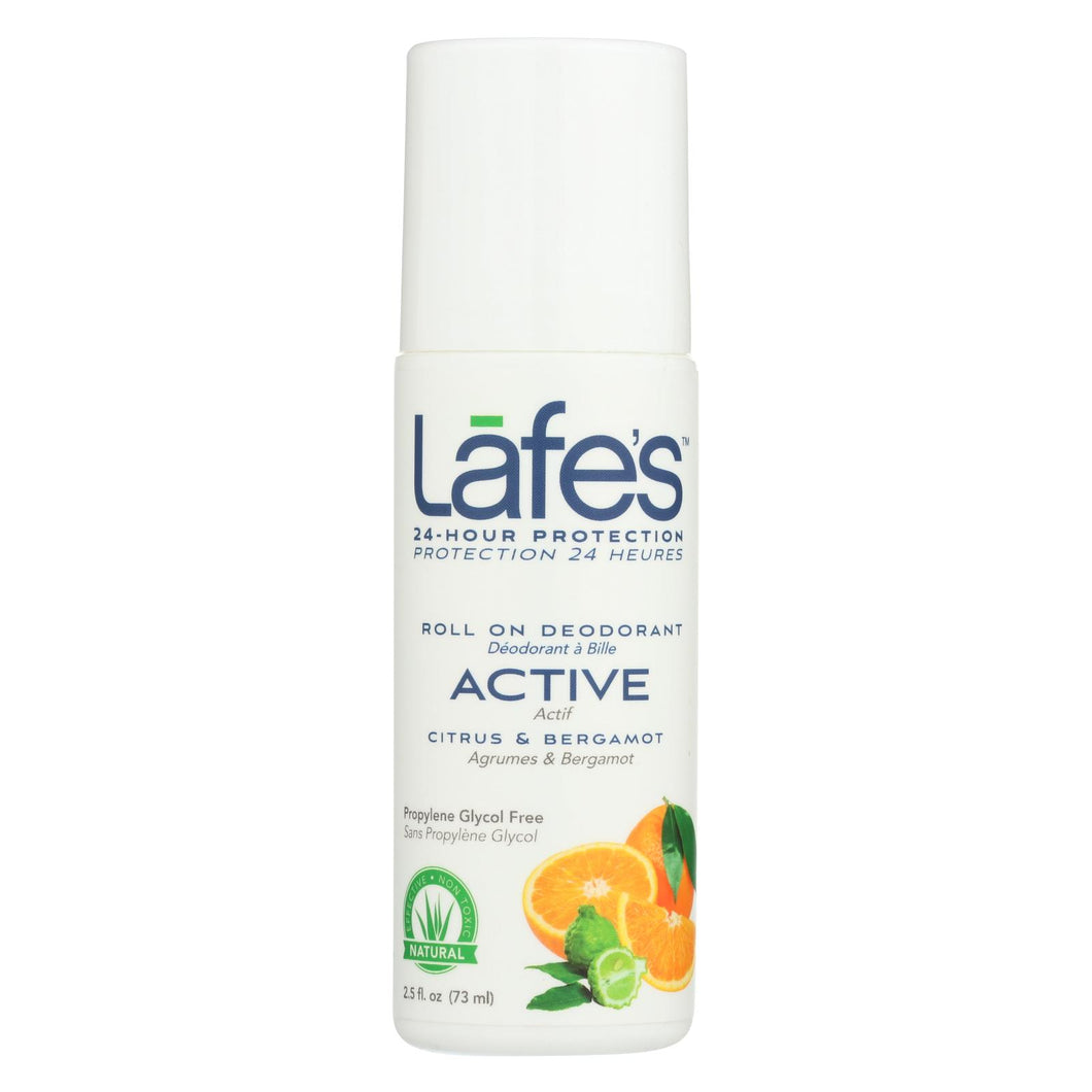 Lafe's Citrus And Bergamot Active Roll-on Deodorant  - 1 Each - 2.5 Fz