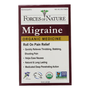 Forces Of Nature Certified Organic Medicine Migraine Rollerball Applicator  - 1 Each - 4 Ml