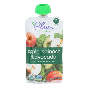 Plum Organics Plum Stage2 Blends Baby Food Apple Spinach Avocado - Case Of 6 - 3.5 Oz