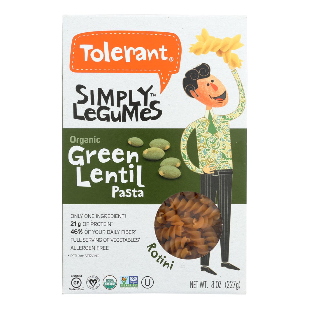 Tolerant - Pasta Green Lntl Rotini - Case Of 6 - 8 Oz