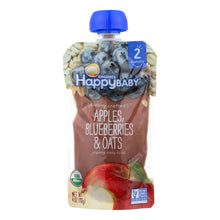 Load image into Gallery viewer, Happy Baby Happy Baby Clearly Crafted - Apple Blueberries And Oats - Case Of 16 - 4 Oz.