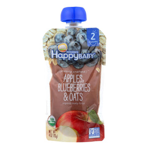 Happy Baby Happy Baby Clearly Crafted - Apple Blueberries And Oats - Case Of 16 - 4 Oz.