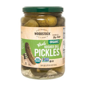 Woodstock Organic Kosher Whole Dill Pickles - Case Of 6 - 24 Oz