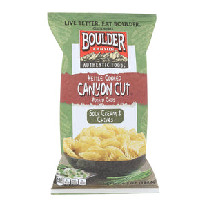 Boulder Canyon - Kettle Cooked Canyon Cut Potato Chips -sour Cream & Chives - Case Of 12 - 6.5 Oz