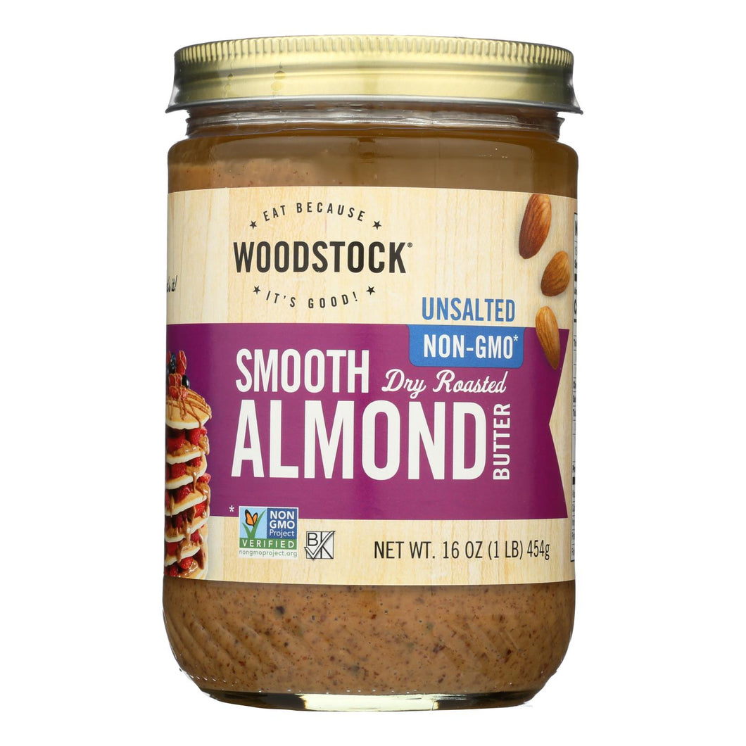 Woodstock Unsalted Non-gmo Smooth Dry Roasted Almond Butter - Case Of 12 - 16 Oz