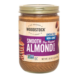 Woodstock Unsalted Non-gmo Smooth Dry Roasted Almond Butter - Case Of 12 - 16 Oz