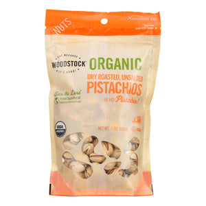 Woodstock Organic Pistachios, Dry Roasted And Unsalted - Case Of 8 - 7 Oz