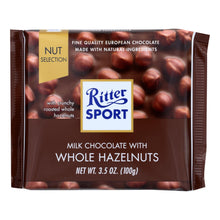 Load image into Gallery viewer, Ritter Sport Chocolate Bar - Milk Chocolate - Whole Hazelnuts - 3.5 Oz Bars - Case Of 10