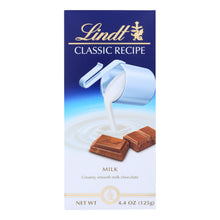 Load image into Gallery viewer, Lindt Chocolate Bar - Milk Chocolate - 31 Percent Cocoa - Classic Recipe - 4.4 Oz Bars - Case Of 12