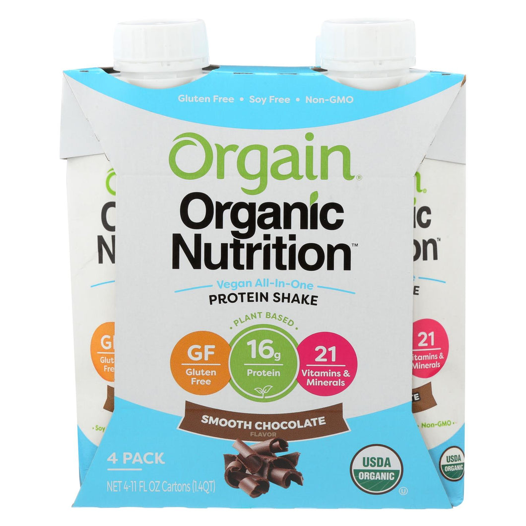Orgain Organic Vegan Nutrition Shakes - Smooth Chocolate - Case Of 3 - 4-11 Fz