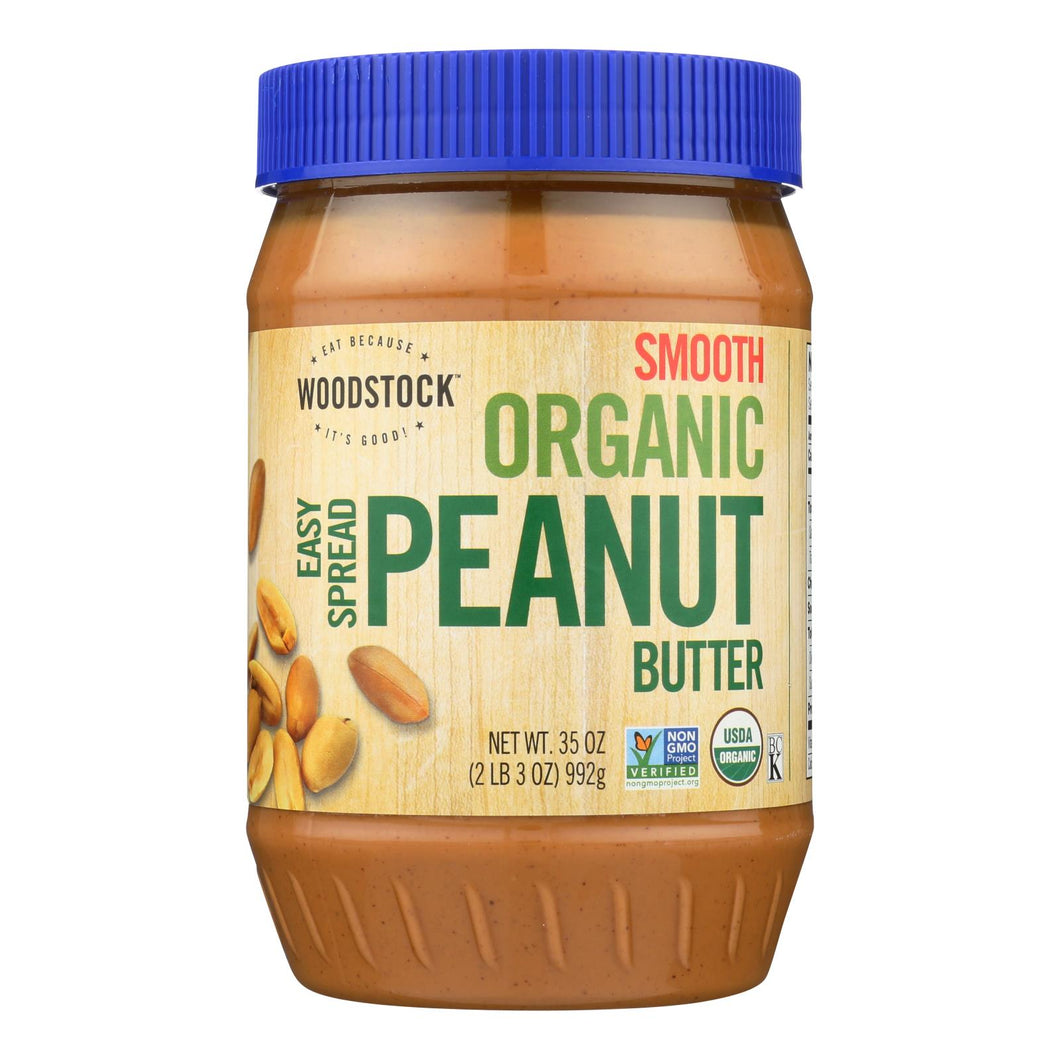 Woodstock Organic Smooth Easy Spread Peanut Butter - Case Of 12 - 35 Oz