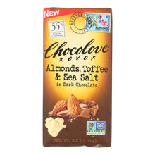 Load image into Gallery viewer, Chocolove Xoxox - Bar - Almond - Toffe - Sea Salt - Dark Chocolate - Case Of 12 - 3.2 Oz