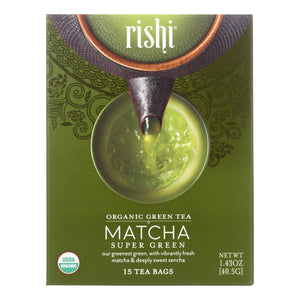 Rishi Green Tea Blend - Matcha Super - Case Of 6 - 15 Bags