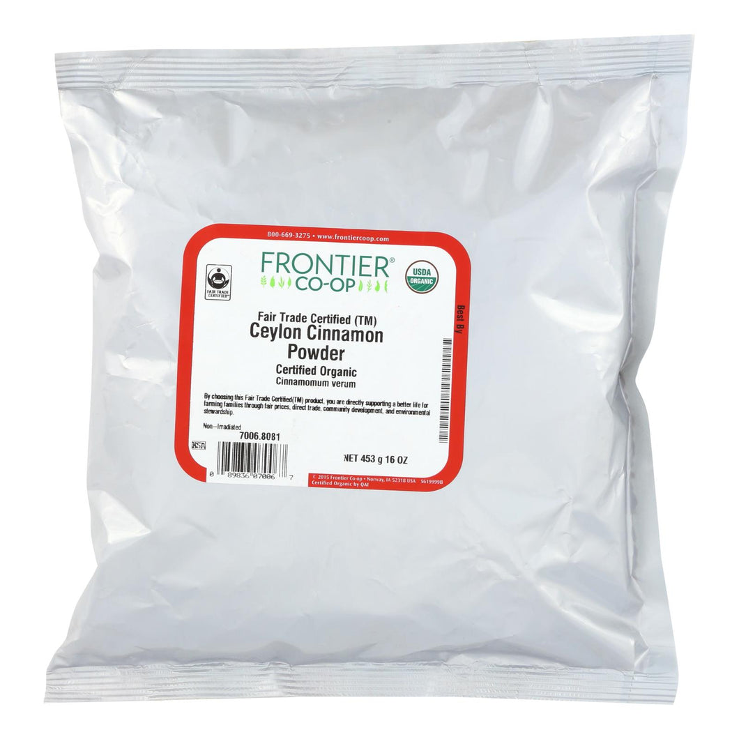 Frontier Herb Cinnamon Organic Fair Trade Certified Powder Ground Ceylon - Single Bulk Item - 1lb
