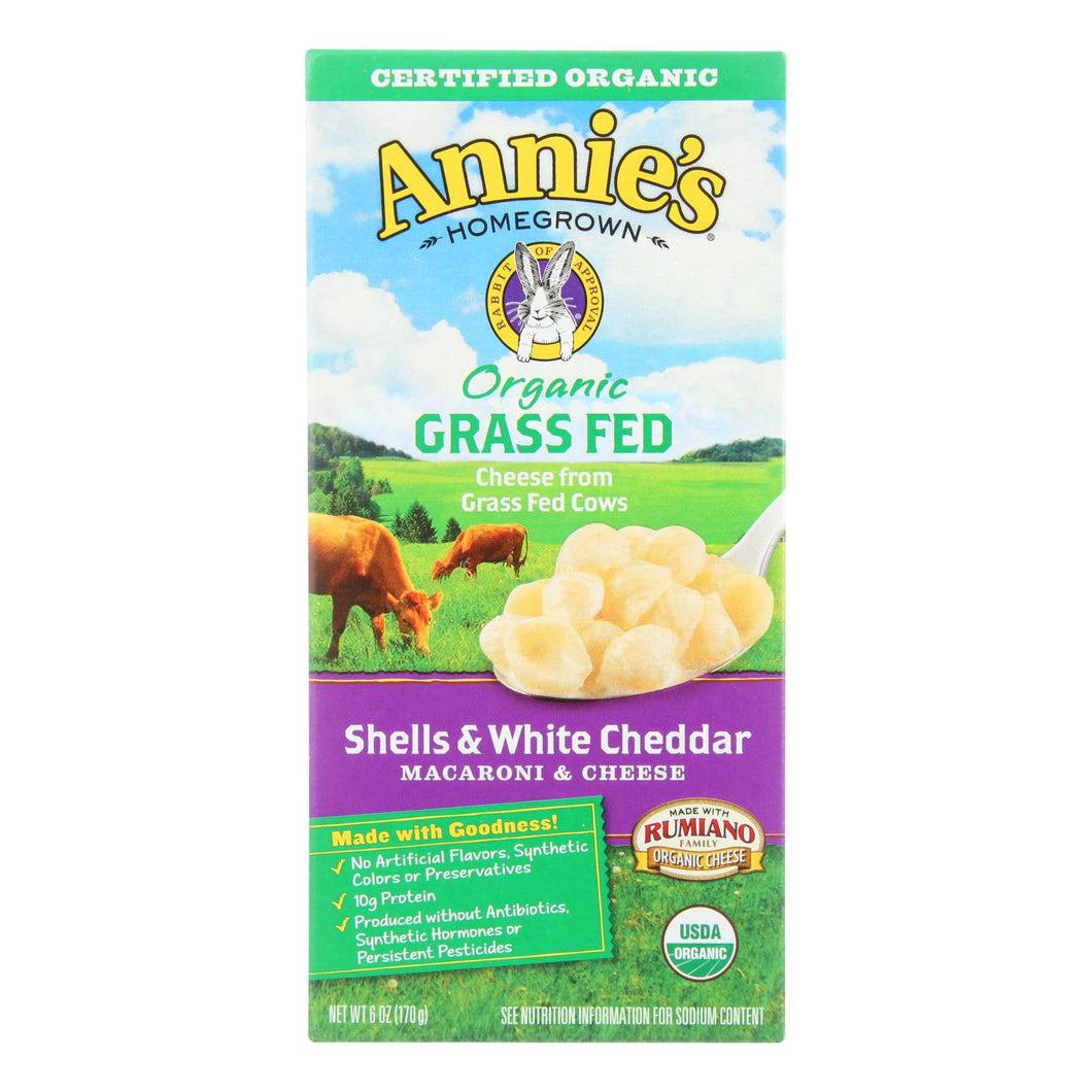 Annies Homegrown Macaroni And Cheese - Organic - Grass Fed - Shells And White Cheddar - 6 Oz - Case Of 12