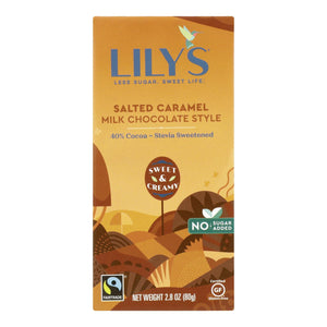 Lily's Sweets Chocolate Bar - Caramelized & Salted - Case Of 12 - 2.80 Oz.