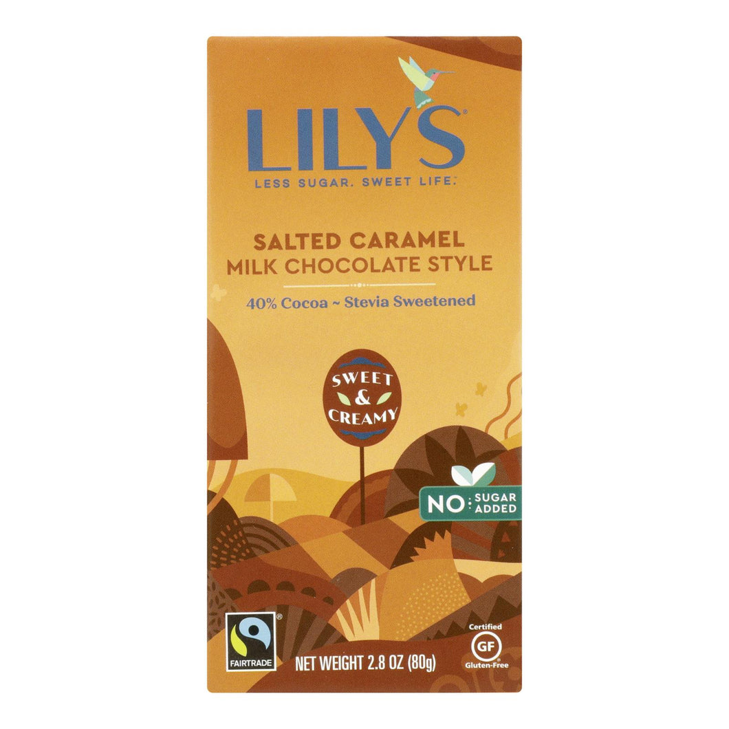 Lily's Sweets Chocolate Bar - Caramelized & Salted - Case Of 12 - 2.80 Oz.