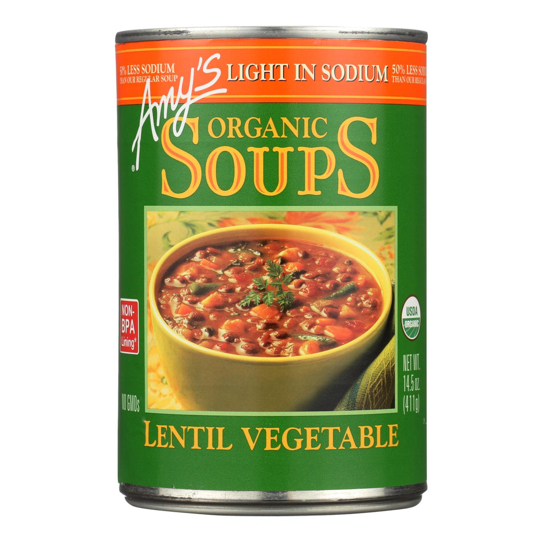 Amy's - Organic Lentil Vegetable Soup - Low Sodium - Case Of 12 - 14.5 Oz