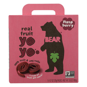 Bear Real Fruit Yoyo Snack - Raspberry - Case Of 6 - 3.5 Oz.