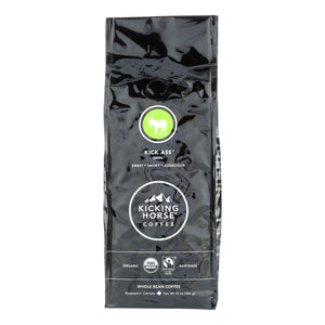 Kicking Horse Coffee - Organic - Whole Bean - Kick Ass - Dark Roast - 10 Oz - Case Of 6