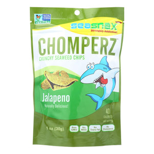 Seasnax Chomperz Crunchy Seaweed Chips - Jalapeno - Case Of 8 - 1 Oz.