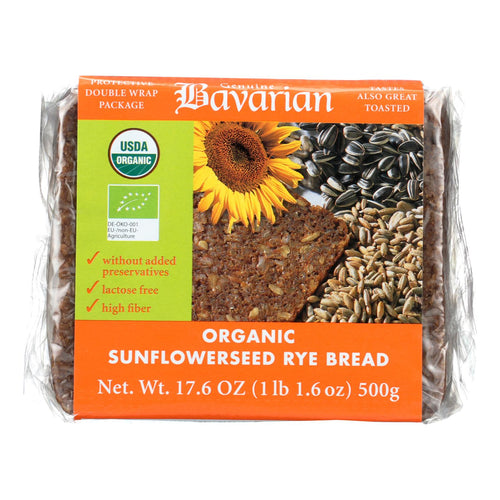 Genuine Bavarian Organic Bread - Sunflower Seed Rey - Case Of 6 - 17.6 Oz.